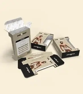 Underwear packaging box with custom inserts for individual product display
