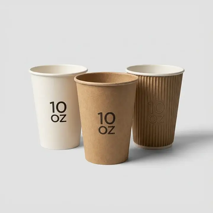 10 oz medium-sized paper cups for hot and cold drinks