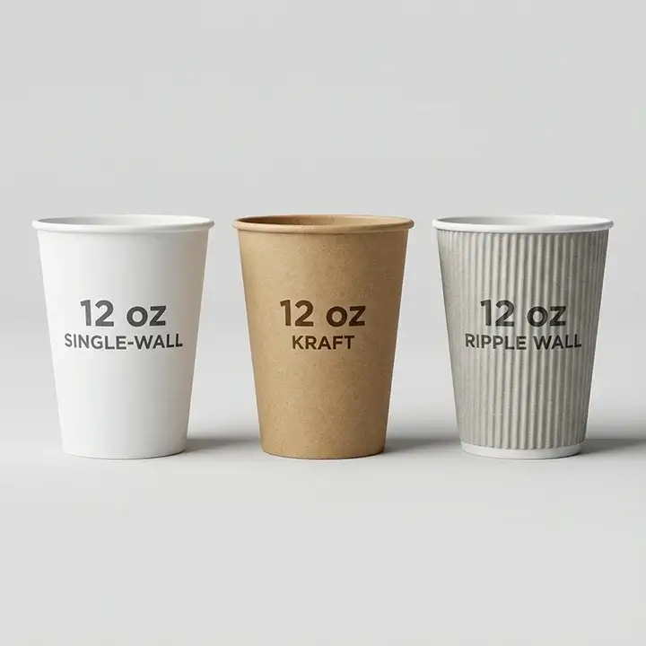 12 oz paper cups commonly used for takeaway beverages