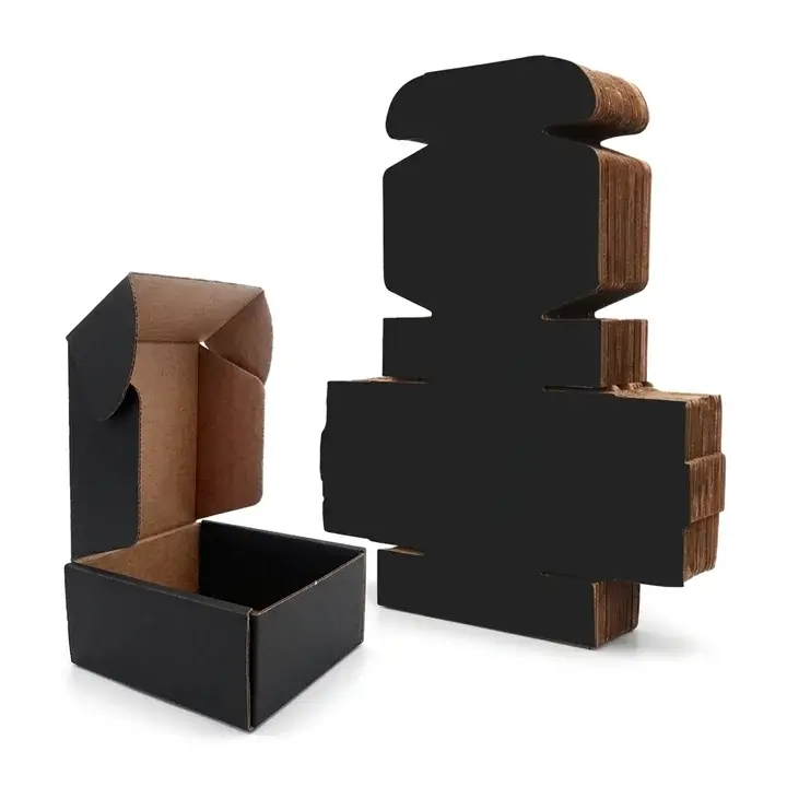 Custom black corrugated mailer box with premium finish