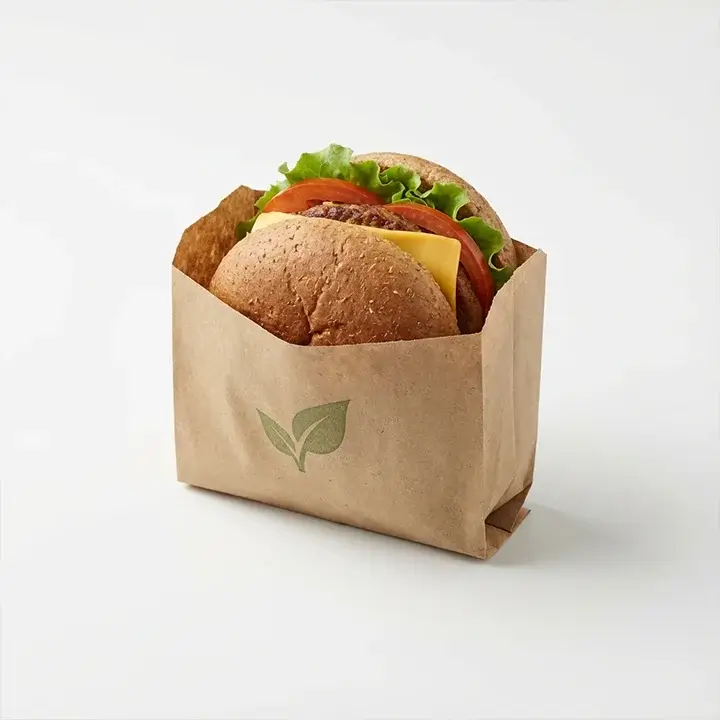 Eco-friendly paper burger sleeves with burger inside