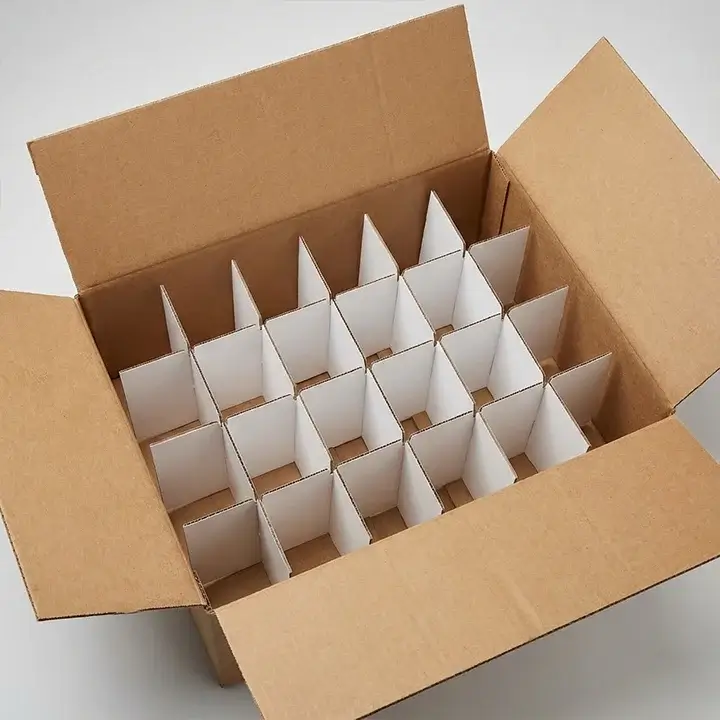 Grid-style cardboard cell dividers for organized product shipping