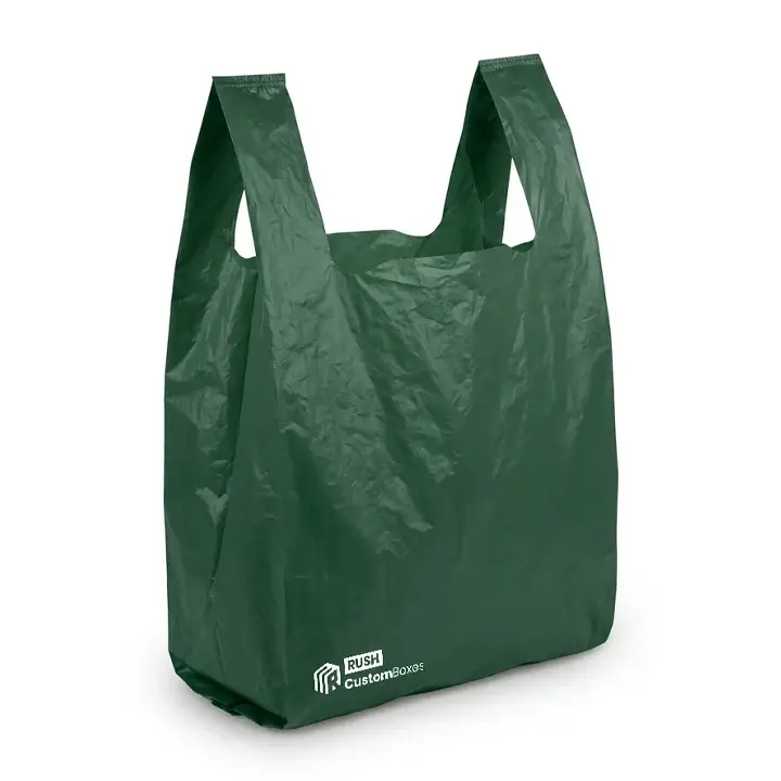 Durable custom plastic bags with reinforced die-cut handles
