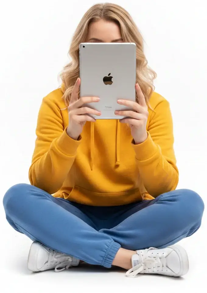 Customer support person using an IPad