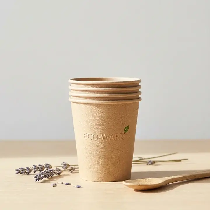 Stacked eco-friendly paper cups