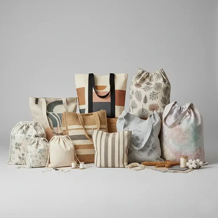 Custom printed fabric bags for reusable packaging