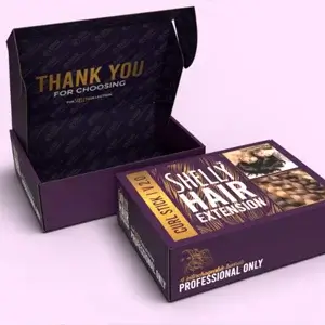 Instagram post featuring hair extension packaging box design