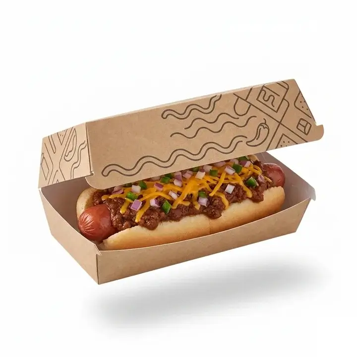 Box made for serving hot dogs neatly