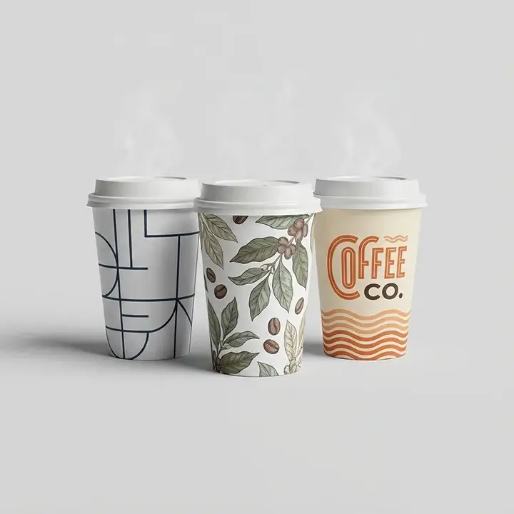 Hot drink paper cups designed for beverages