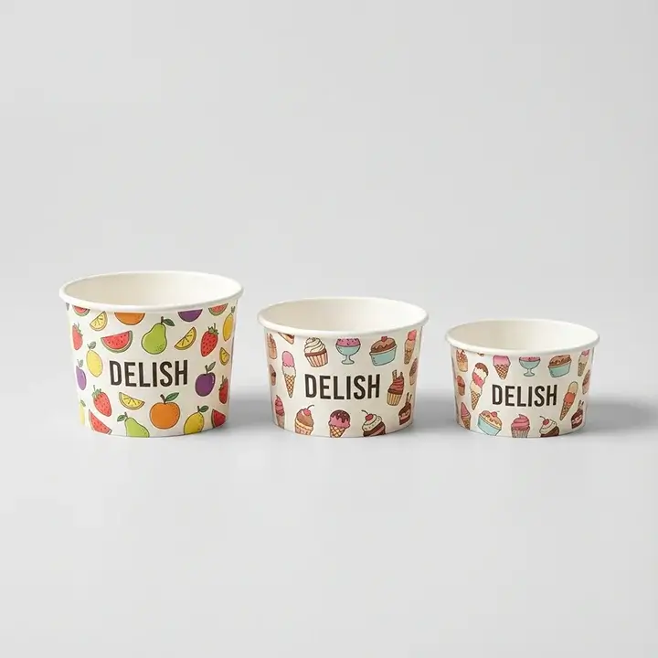 Printed ice cream and dessert paper cups