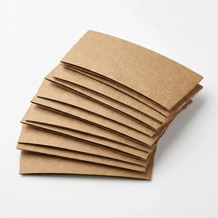 Kraft paper packaging sleeves displayed on white background