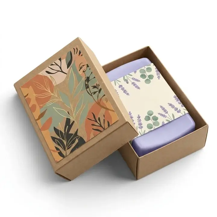 Kraft soap box with natural brown finish for organic products