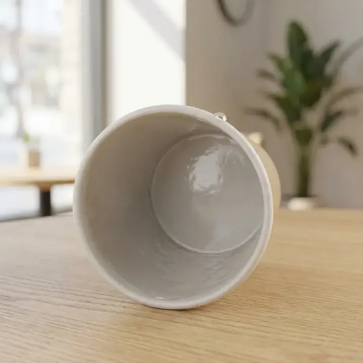 Close-up of a leak-proof 4oz paper cup showing the sturdy rolled rim and moisture-resistant lining