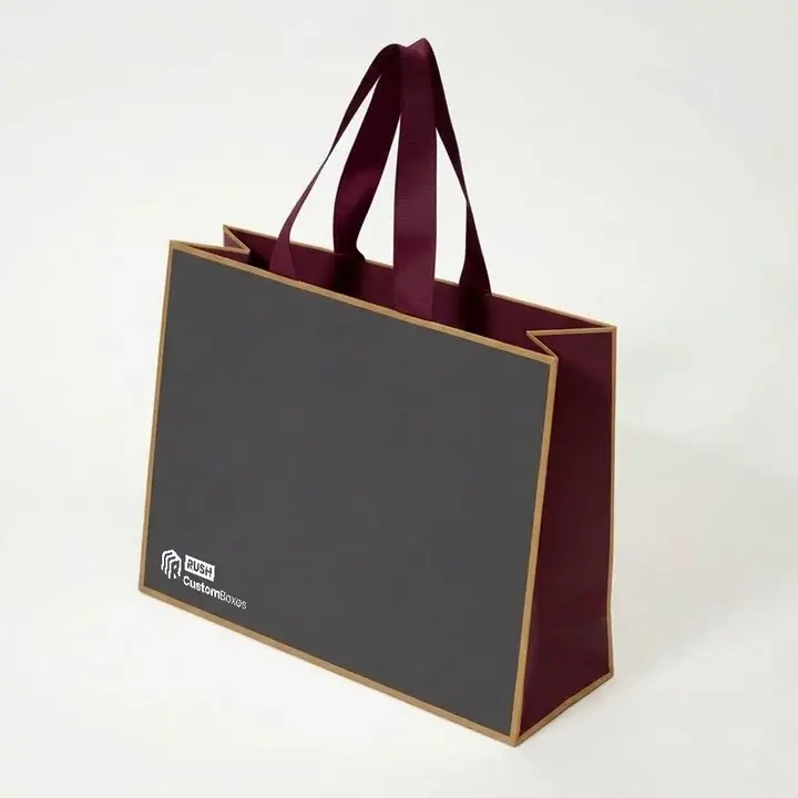 Luxury matte shopping bags with custom print and rope handles