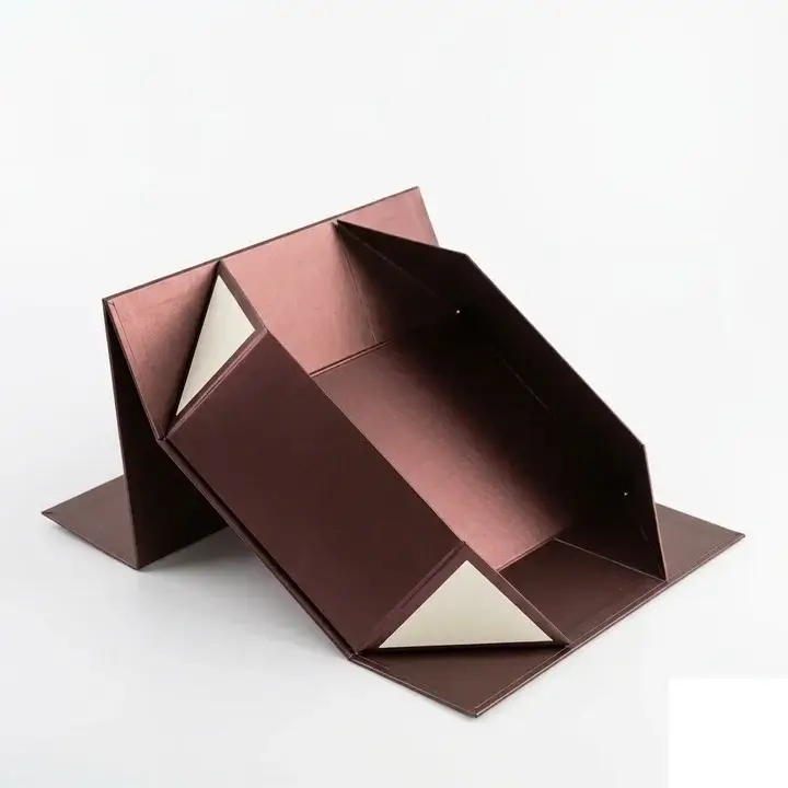 Collapsible magnetic rigid box with adhesive strips