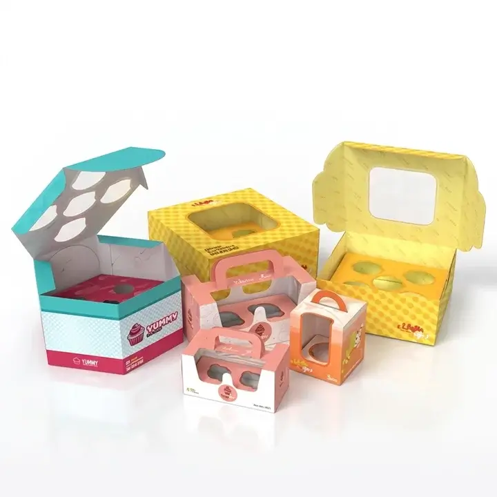 Muffin boxes for bakery display and transport