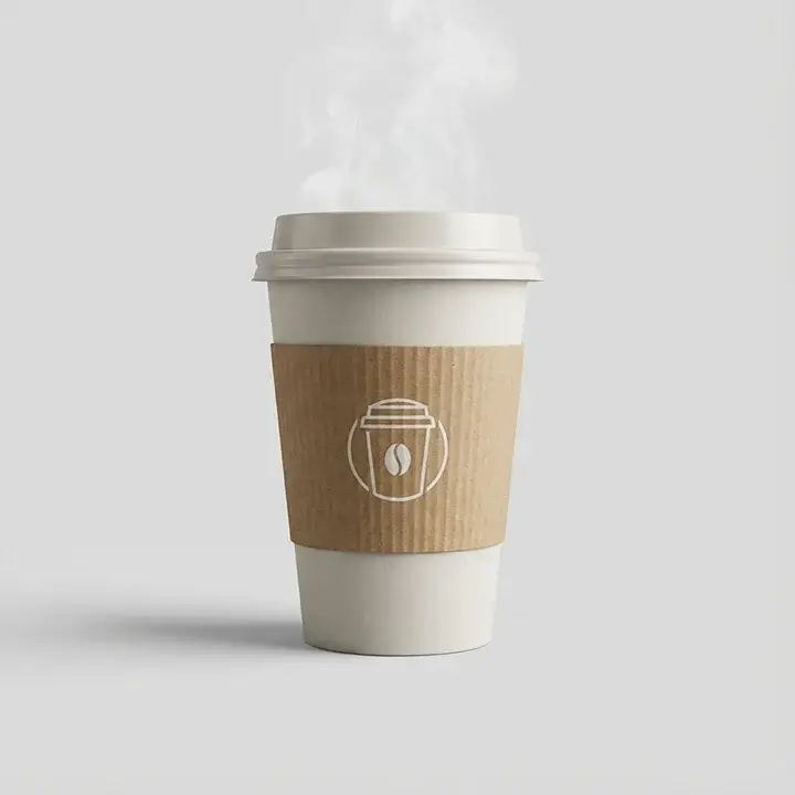 Paper cup with sleeve for hot drink