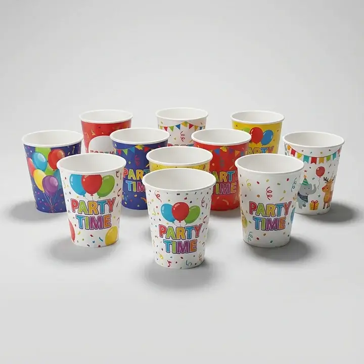 Colorful party paper cup designs