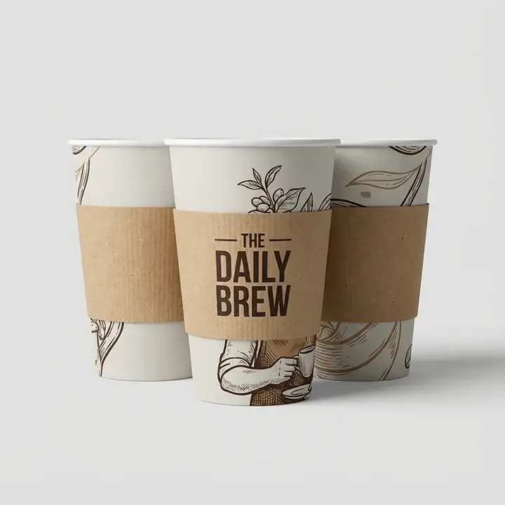 Paper cups with protective sleeves