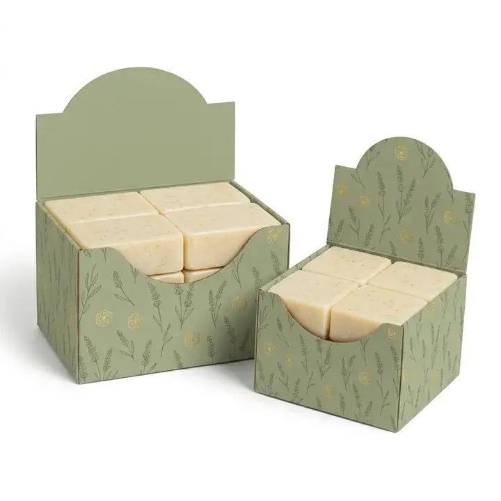 Soap display boxes designed for retail presentation and visibility