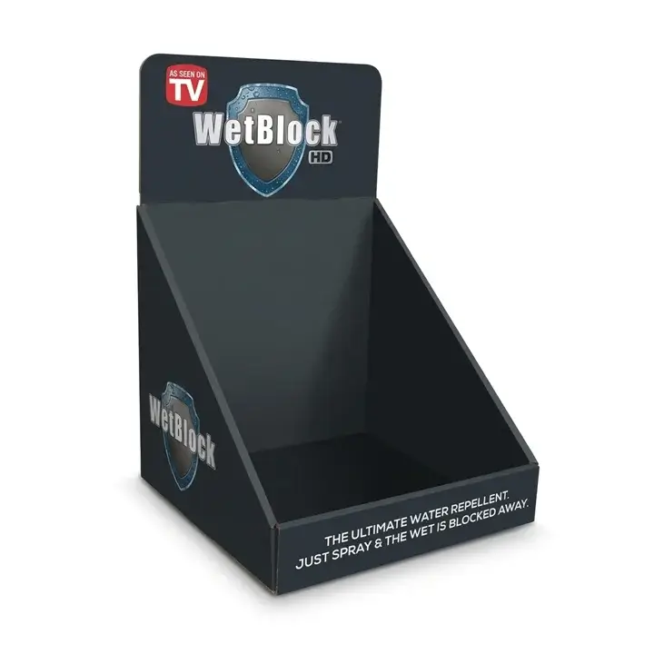 Custom stand-up display boxes for retail counters